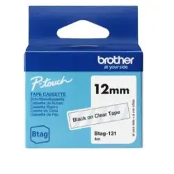 (BTAG131) BROTHER CINTA DOMÉSTICA BTAG NEGRO SOBRE TRANSPARENTE - PTN10