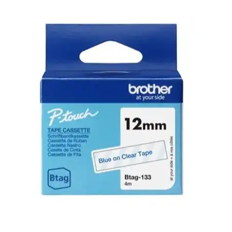 (BTAG133) BROTHER CINTA DOMÉSTICA BTAG AZUL SOBRE TRANSPARENTE - PTN10