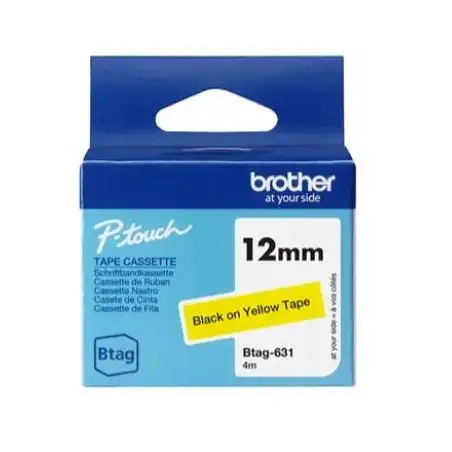 (BTAG631) BROTHER CINTA DOMÉSTICA BTAG NEGRO SOBRE AMARILLO - PTN10
