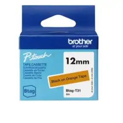 (BTAGT31) BROTHER CINTA DOMÉSTICA BTAG NEGRO SOBRE NARANJA - PTN10