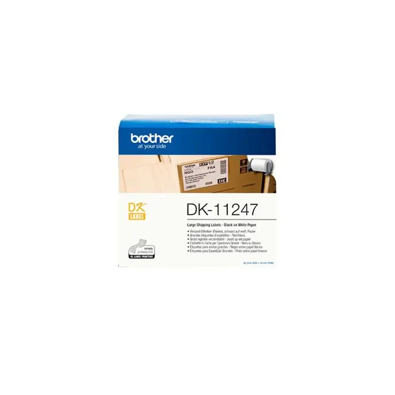 (DK11247) BROTHER ETIQUETAS PRECORTADAS PARA ENVÍOS GRANDES 103X164MM (180 ETIQUETAS)