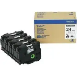 (HGE251V5) BROTHER CINTA HGE ALTA CALIDAD TEXTO NEGRO SOBRE BLANCO 24MMX8M (CAJA 5UDS)