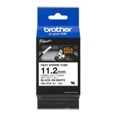 (HSE231E) BROTHER CINTA TUBO TERMORRETRACTIL TEXTO NEGRO SOBRE BLANCO DE 11