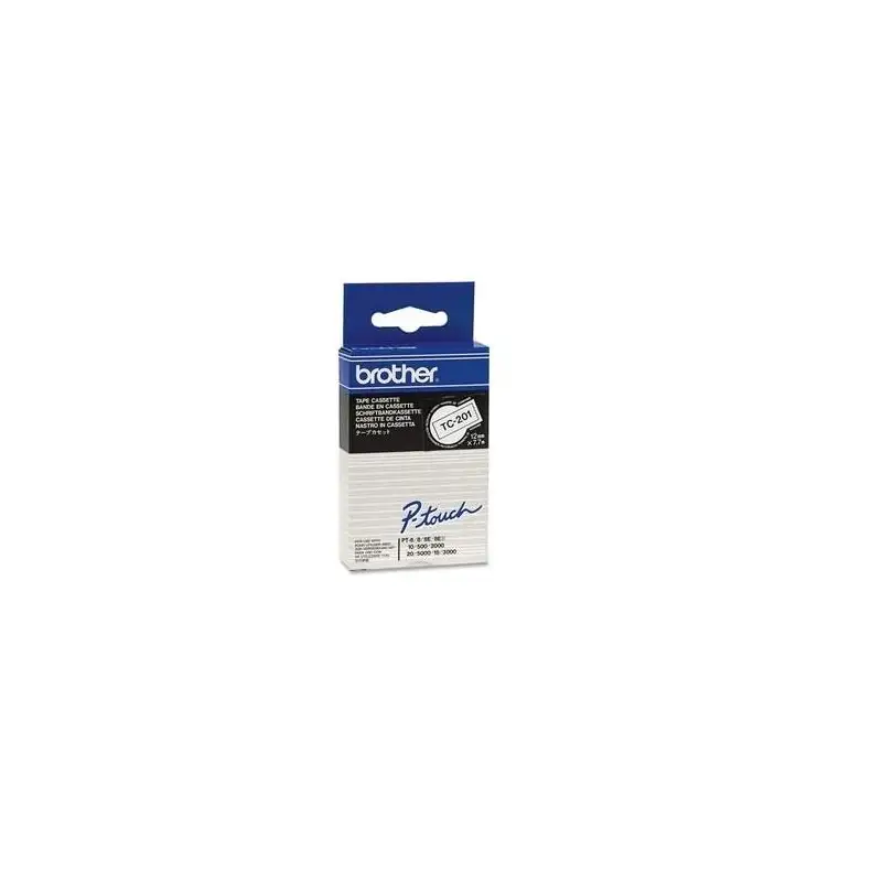 (TC201) BROTHER CINTA ROTULADORA LAMINADA TEXTO NEGRO SOBRE BLANCO DE 12MMX7