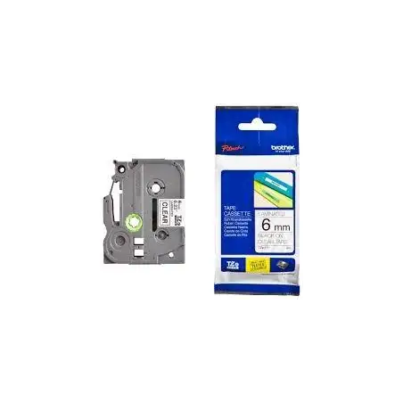 (TZE111) BROTHER CINTA ROTULADORA LAMINADA TEXTO NEGRO SOBRE TRANSPARENTE - 6MMX8M