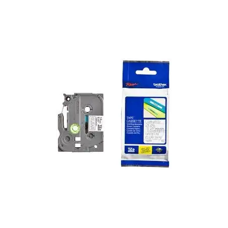 (TZE135) BROTHER CINTA ROTULADORA LAMINADA TEXTO BLANCO SOBRE TRANSPARENTE - 12MMX8M