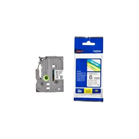 (TZE211) BROTHER CINTA ROTULADORA LAMINADA TEXTO NEGRO SOBRE BLANCO - 6MMX8M
