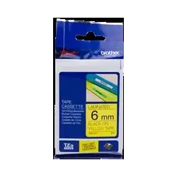 (TZE611) BROTHER CINTA ROTULADORA LAMINADA TEXTO NEGRO SOBRE AMARILLO - 6MMX8M