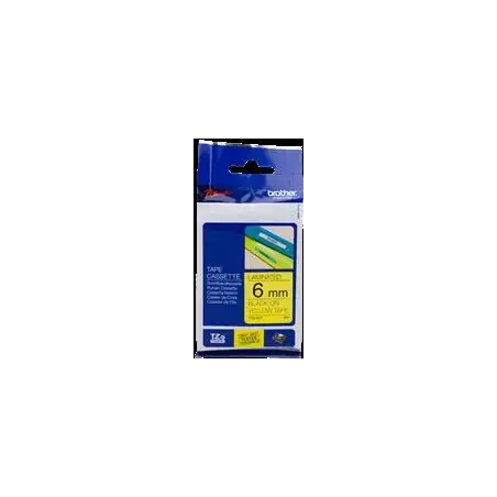 (TZE611) BROTHER CINTA ROTULADORA LAMINADA TEXTO NEGRO SOBRE AMARILLO - 6MMX8M