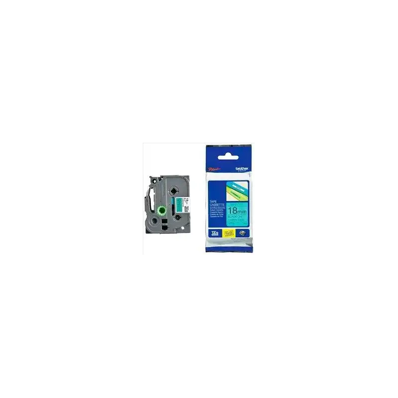 (TZE741) BROTHER CINTA ROTULADORA LAMINADA TEXTO NEGRO SOBRE VERDE - 18MMX8M
