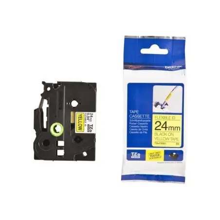 (TZEFX651) BROTHER CINTA ROTULADORA LAMINADA FLEXIBLE TEXTO NEGRO SOBRE AMARILLO - 24MMX8M