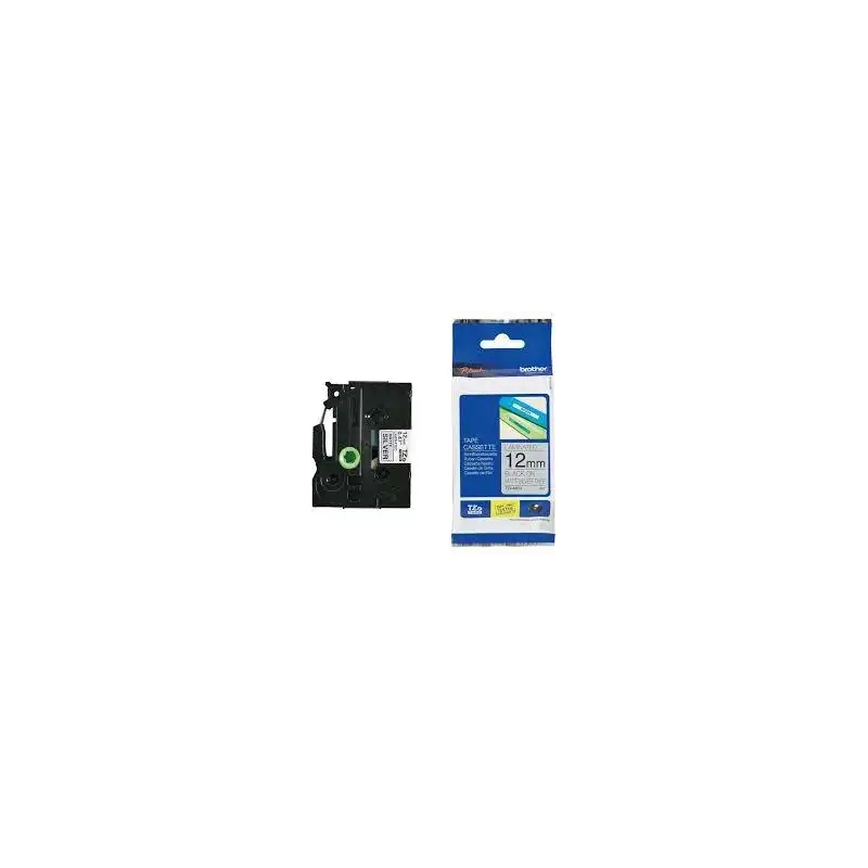 (TZEM931) BROTHER CINTA ROTULADORA LAMINADA TEXTO NEGRO SOBRE PLATA MATE - 12MMX8M