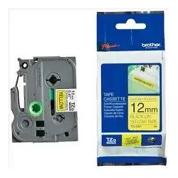 (TZES631) BROTHER CINTA ROTULADORA LAMINADA SUPER ADHESIVA TEXTO NEGRO SOBRE AMARILLO - 12MMX8M