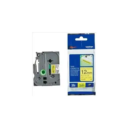 (TZES631) BROTHER CINTA ROTULADORA LAMINADA SUPER ADHESIVA TEXTO NEGRO SOBRE AMARILLO - 12MMX8M