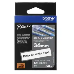 (TZESL261) BROTHER CINTA ROTULADORA AUTOLAMINADA TEXTO NEGRO SOBRE BLANCO - 36MMX8M