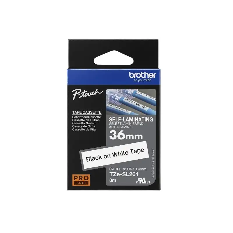 (TZESL261) BROTHER CINTA ROTULADORA AUTOLAMINADA TEXTO NEGRO SOBRE BLANCO - 36MMX8M