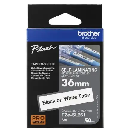 (TZESL261) BROTHER CINTA ROTULADORA AUTOLAMINADA TEXTO NEGRO SOBRE BLANCO - 36MMX8M
