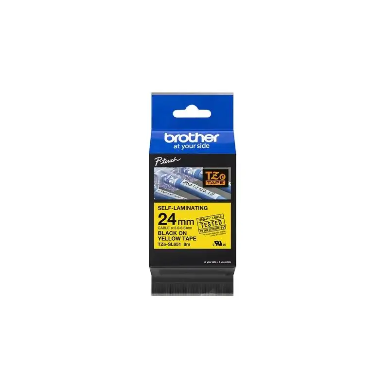 (TZESL651) BROTHER CINTA ROTULADORA AUTOLAMINADA TEXTO NEGRO SOBRE AMARILLO - 24MMX8M