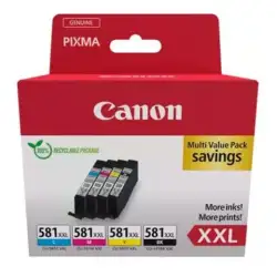 (1998C007) CANON TINTA ECOPACK BK +C/M/Y - PIXMA TS 6251/6350/6351/705/8252/8350/8351/8352/9550/9551- CLI 581XXL