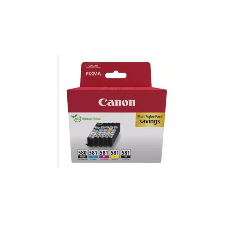(2078C007) CANON TINTA ECOPACK BK+C/M/Y  PIXMA TS 6251/6350/6351/705/8252/8350/8351/8352/9550/9551 - PGI 580+CLI 581 (PACK 4 ...