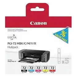 (6402B009) CANON TINTA MULTIPACK MBK/C/M/Y/R PIXMA PRO 10 (PACK 5 COLORES) - PGI 72