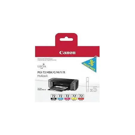 (6402B009) CANON TINTA MULTIPACK MBK/C/M/Y/R PIXMA PRO 10 (PACK 5 COLORES) - PGI 72