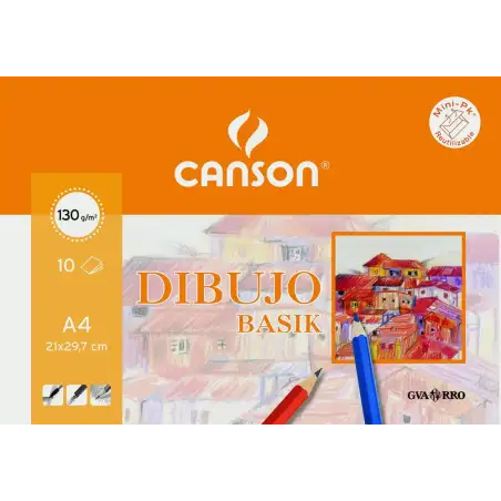 (C400110486) CANSON MINIPACK DIBUJO BASIK 10 HOJAS LISO 130 GR. 21X29