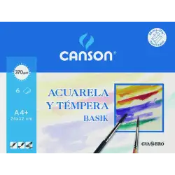 (C400110488) CANSON MINIPACK ACUARELA Y TÉMPERA BASIK 6 HOJAS 24X32CM + 20% DE HOJAS GRATIS