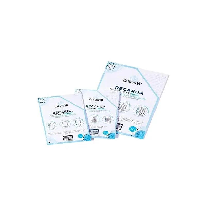 (66105105) CARCHIVO RECAMBIO CUADERNO INGENIOX A5 50 HOJAS EXTRAÍBLES 100GR CUADRÍCULA 5X5