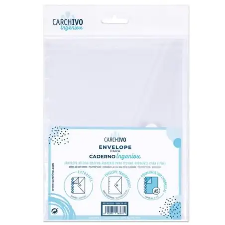 (66125001) CARCHIVO SOBRE INGENIOX A5 EXTRAÍBLE CIERRE C/VELCRO POLIPROPILENO TRANSPARENTE