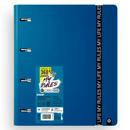 (12477476) CARCHIVO CARPEBLOCK 360 MY RULES CON RECAMBIO 100H A4 5X5 90GR 4 SEPARADORES PP FOAM DEEP BLUE