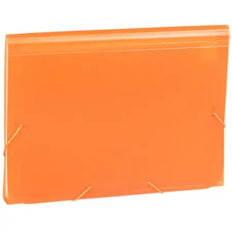(1913KF52) CARCHIVO CLASIFICADOR ACORDEÓN FOLIO 13 DPTOS C/GOMA PP TRANSLÚCIDO NARANJA