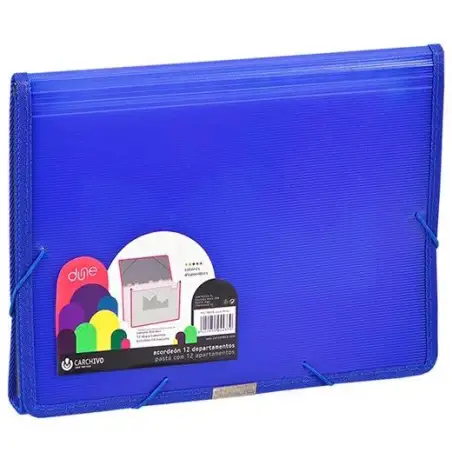 (19270050) CARCHIVO CLASIFICADOR ACORDEÓN DUNE 13 DPTOS FOLIO C/GOMA PP RÍGIDO ACANALADO AZUL