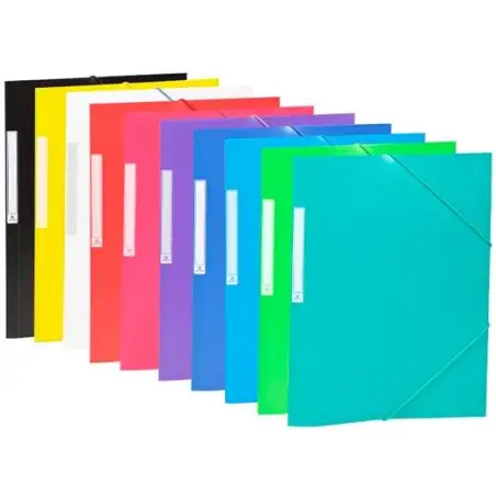 (2033KE) CARCHIVO CARPETA 3 SOLAPAS FOLIO C/GOMAS PP OPACO EXPOSITOR 50 C/SURTIDOS