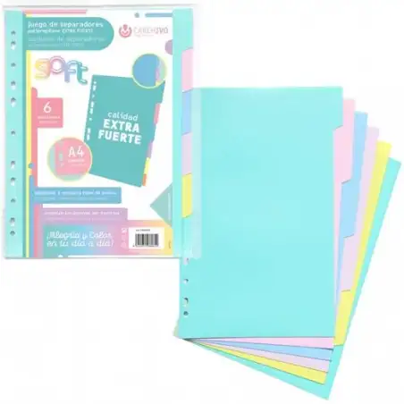 (49060699) CARCHIVO SEPARADORES 6 POSICIONES A4 PP EXTRA FUERTE COLORES SOFT