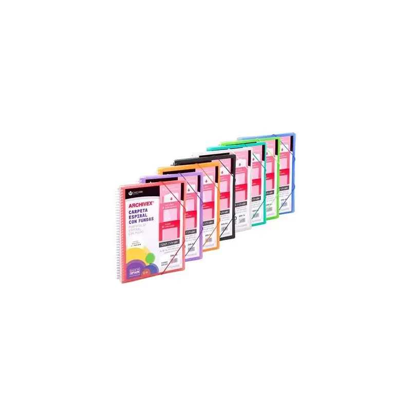 (53032099) CARCHIVO ARCHIVEX-STAR CANGURO PERSONALIZABLE A4 CON 20 FUNDAS PP ESPIRAL COLORES SURTIDOS -12UN-