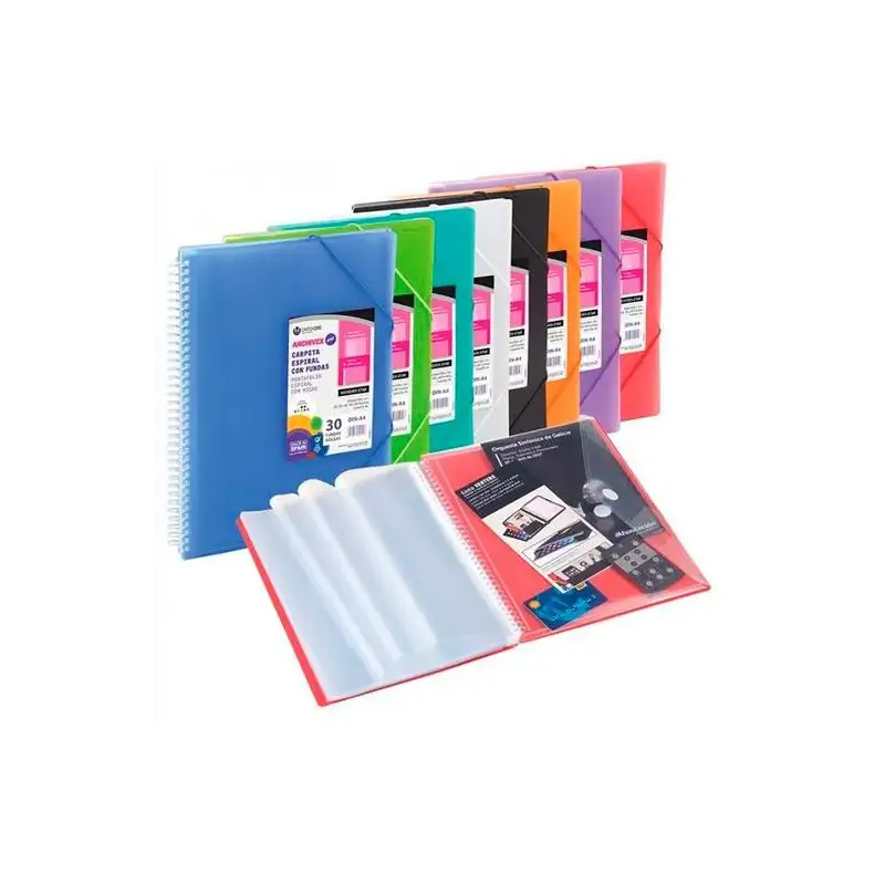 (53038006) CARCHIVO CARPETA ARCHIVEX-STAR ESPIRAL PP EXTRA 80 FUNDAS A4 C/SOBRE CIERRE C/GOMAS NEGRO