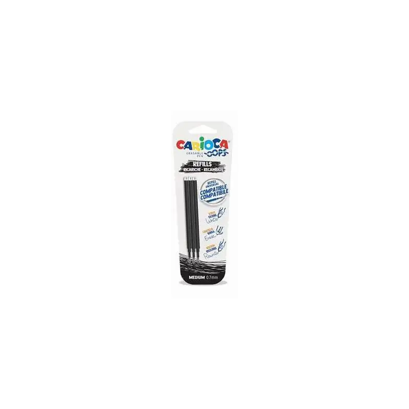 (43041/01) CARIOCA RECAMBIO BOLÍGRAFO OOPS BORRABLE NEGRO - BLISTER DE 3