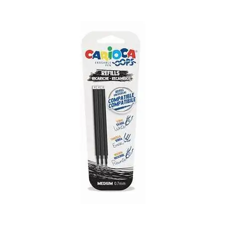 (43041/01) CARIOCA RECAMBIO BOLÍGRAFO OOPS BORRABLE NEGRO - BLISTER DE 3