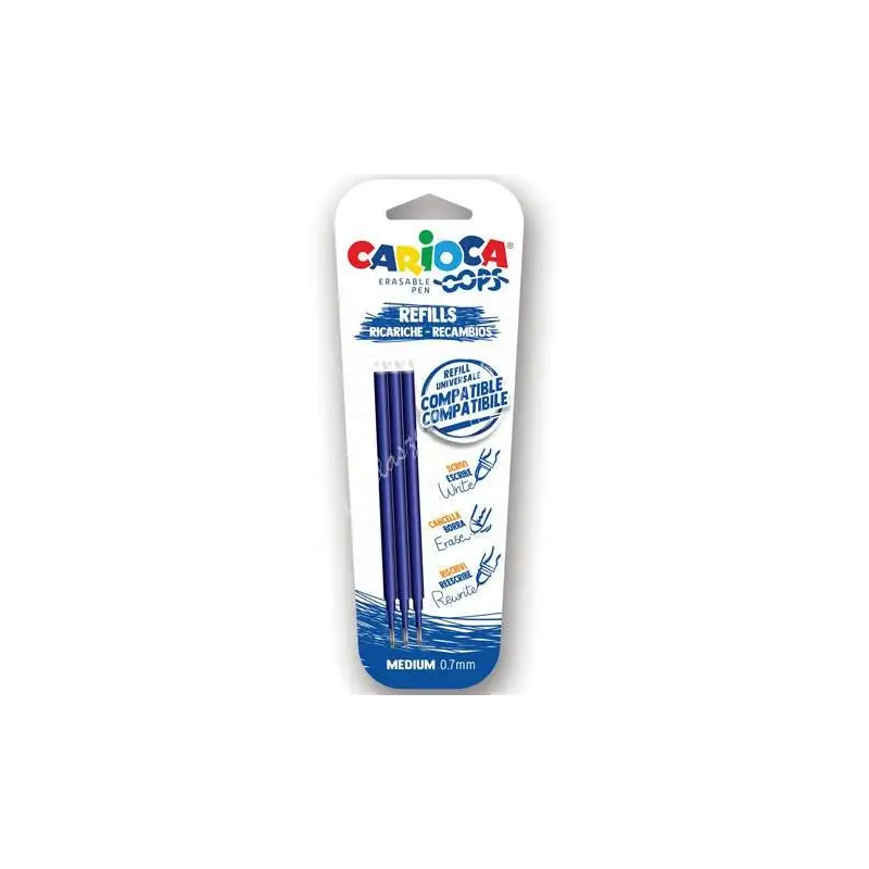 (43041/02) CARIOCA RECAMBIO BOLÍGRAFO OOPS BORRABLE AZUL - BLISTER DE 3