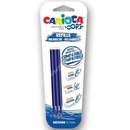 (43041/02) CARIOCA RECAMBIO BOLÍGRAFO OOPS BORRABLE AZUL - BLISTER DE 3