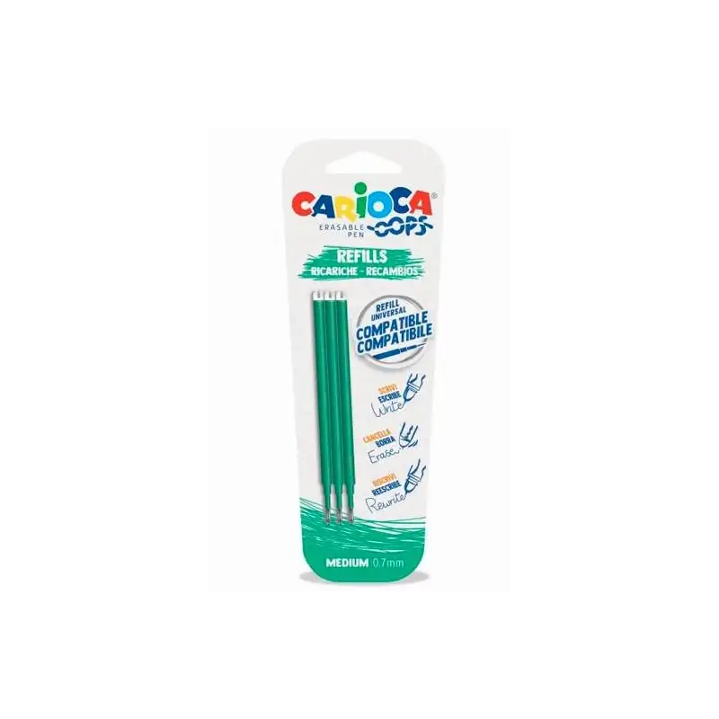 (43041/04) CARIOCA RECAMBIO BOLÍGRAFO OOPS BORRABLE VERDE - BLISTER DE 3