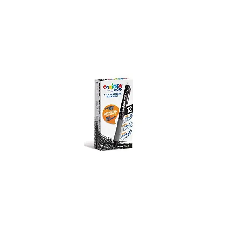 (43043/01) CARIOCA BOLÍGRAFO TINTA BORRABLE OOPS RETRÁCTIL  MONOCOLOR NEGRO CAJA 12 UD