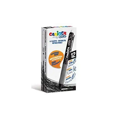 (43043/01) CARIOCA BOLÍGRAFO TINTA BORRABLE OOPS RETRÁCTIL  MONOCOLOR NEGRO CAJA 12 UD