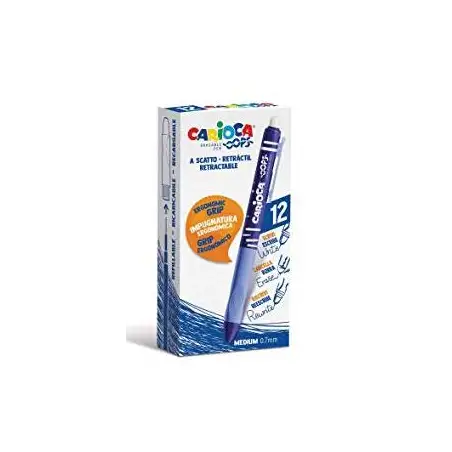 (43043/02) CARIOCA BOLÍGRAFO TINTA BORRABLE OOPS RETRÁCTIL MONOCOLOR AZUL CAJA 12 UD