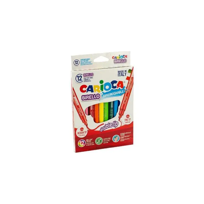(42753) CARIOCA ROTULADOR BIRELLO DOBLE PUNTA FINA/MEDIA COLORES SURTIDOS ESTUCHE 12 UD