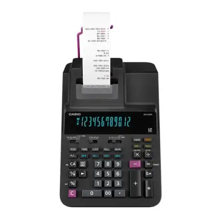 (DR-200R-BK) CASIO CALCULADORA CON IMPRESORA DR-200R-BK 12 DÍGITOS NEGRO