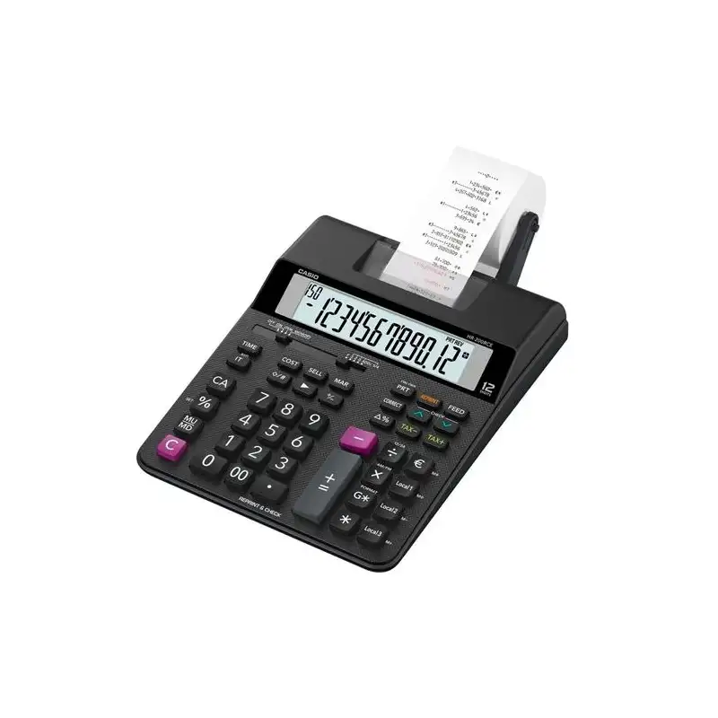 (HR-200RCE) CASIO CALCULADORA DE OFICINA CON IMPRESORA HR-200RCE 12 DÍGITOS NEGRO