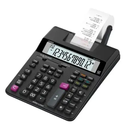 (HR-200RCE) CASIO CALCULADORA DE OFICINA CON IMPRESORA HR-200RCE 12 DÍGITOS NEGRO
