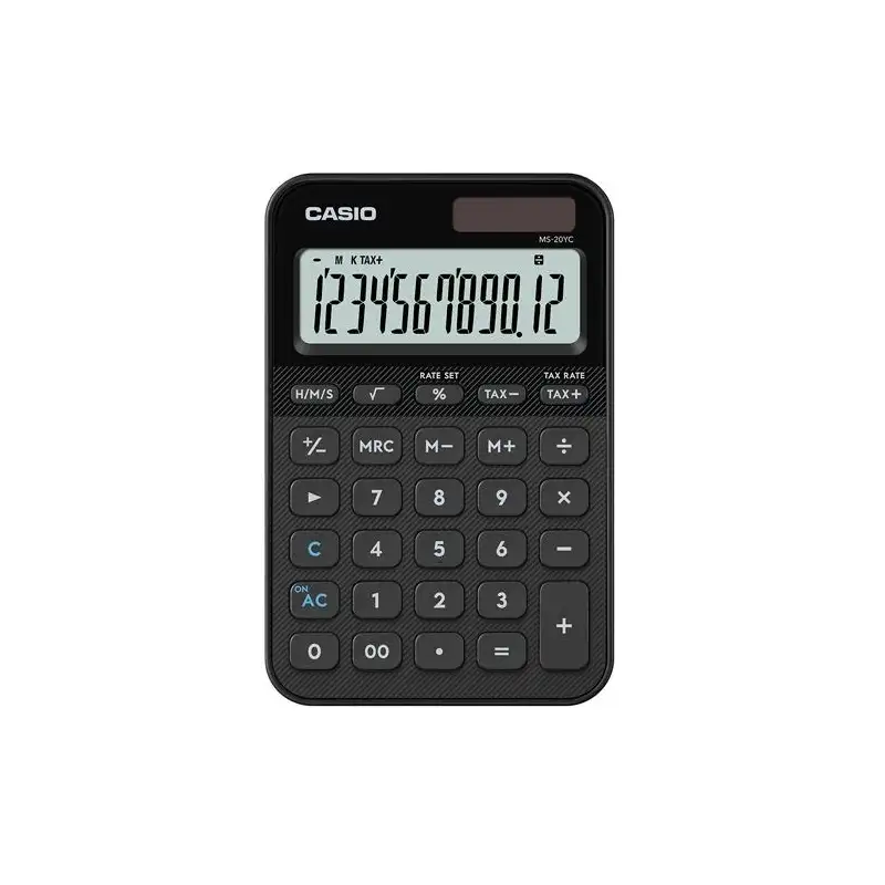 (MS-20YC-BK) CASIO CALCULADORA DE OFICINA SOBREMESA NEGRO 12 DÍGITOS MS-20YC-BK
